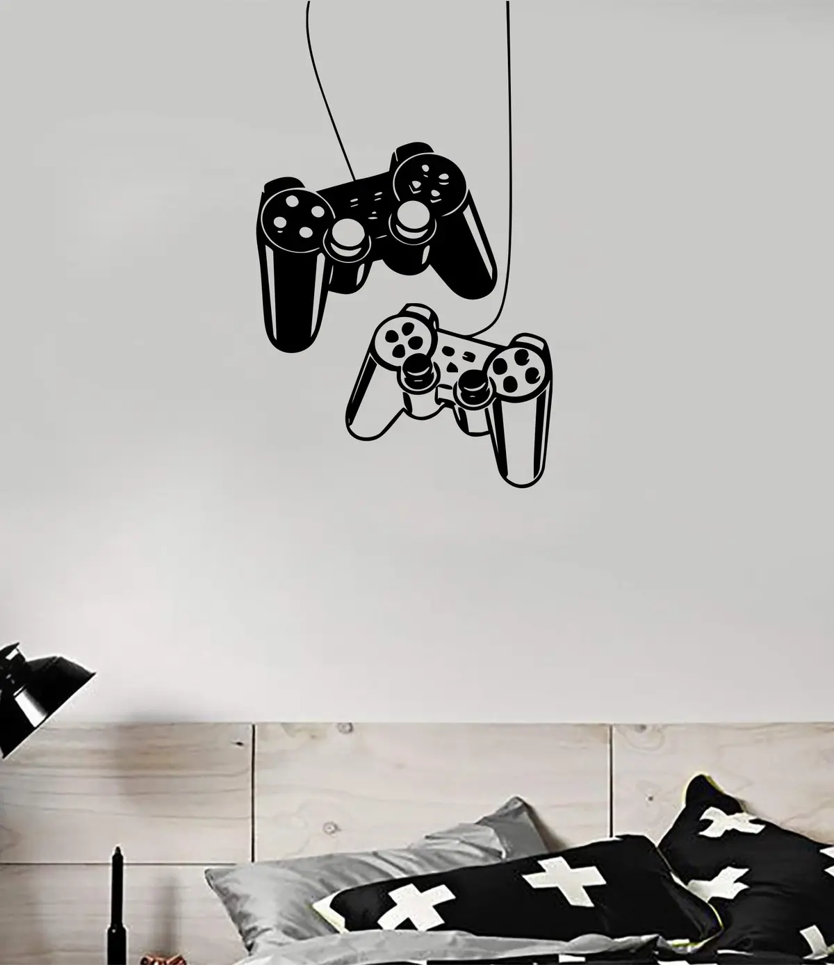 Gamer Controllers Hanging Wall Decal Home Decor Bedroom Vinyl Art Sticker Teen Kids Boy Girl Video Games Gaming Ps4 Retro Man Cave 1