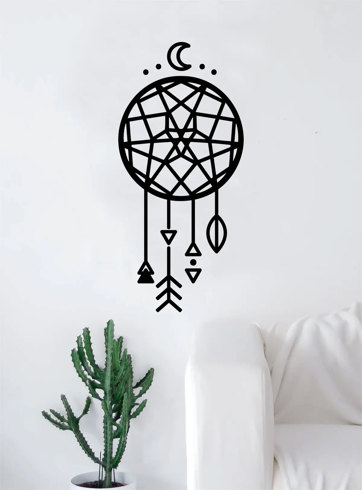 Geometric Dreamcatcher Moon Art Wall Decal Sticker Vinyl Living Room Bedroom Decor Teen Native American Dream Catcher 1