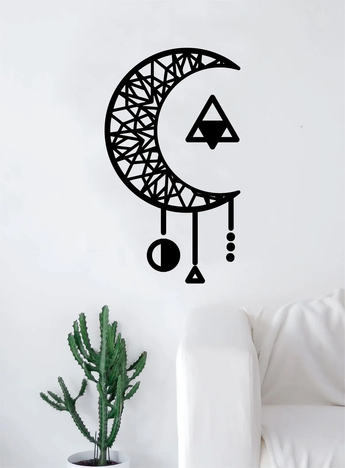 Geometric Moon Dreamcatcher Art Wall Decal Sticker Vinyl Living Room Bedroom Decor Teen Native American Dream Catcher 1