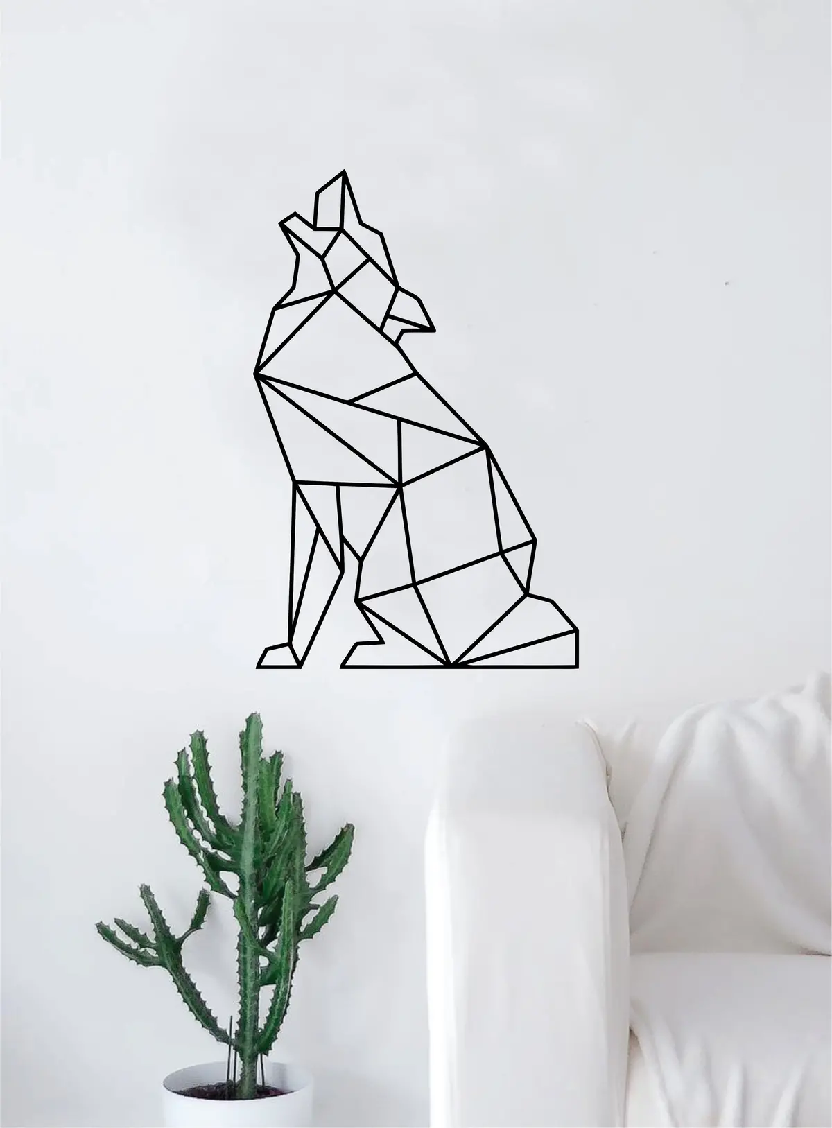 Geometric Wolf Howling Animal Design Decal Sticker Wall Vinyl Decor Art Living Room Bedroom Abstract Cool Teen 1