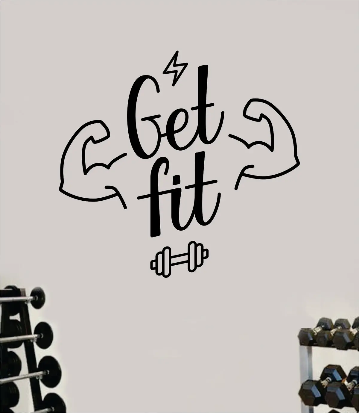 Get Fit Gym Fitness Wall Decal Home Decor Bedroom Room Vinyl Sticker Art Teen Work Out Quote Beast Lift Strong Inspirational Motivational Health School 1