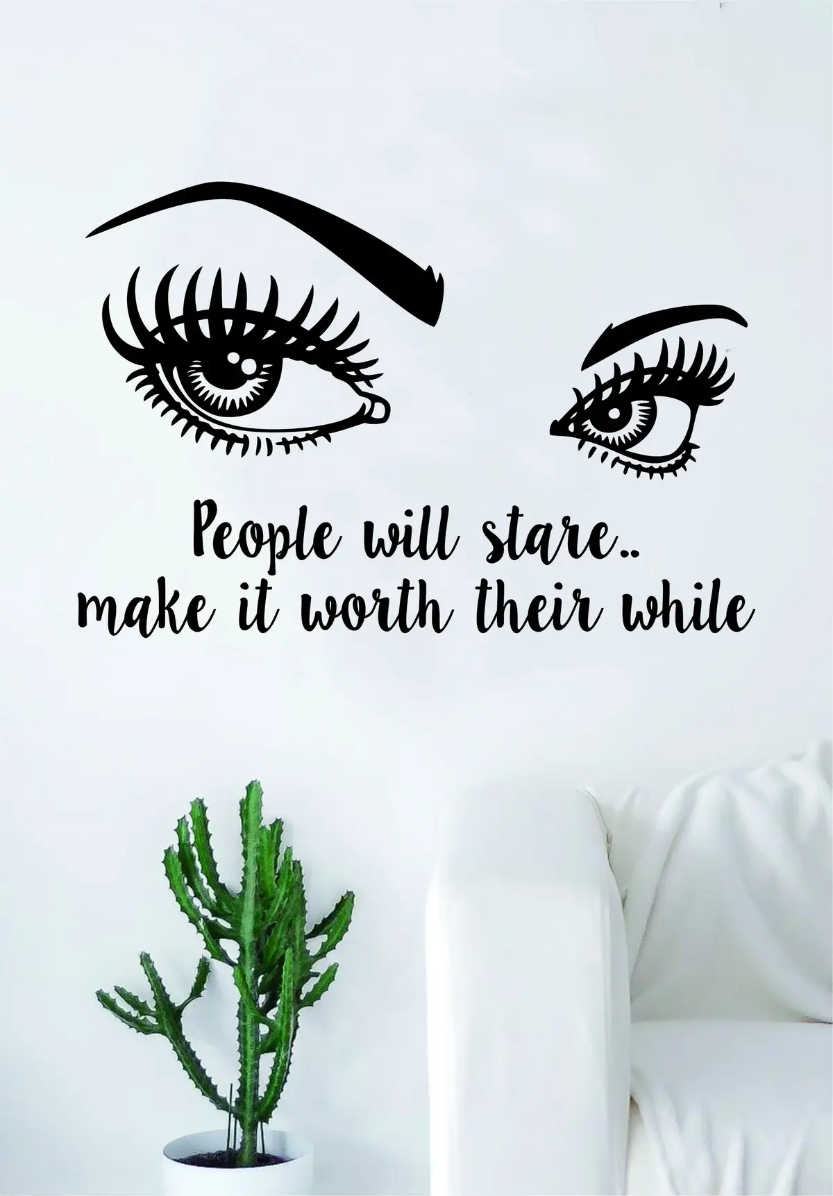 Girl Eyes People Will Stare Quote Beautiful Design Decal Sticker Wall Vinyl Decor Art Eyebrows Make Up Cosmetics Beauty Salon 1