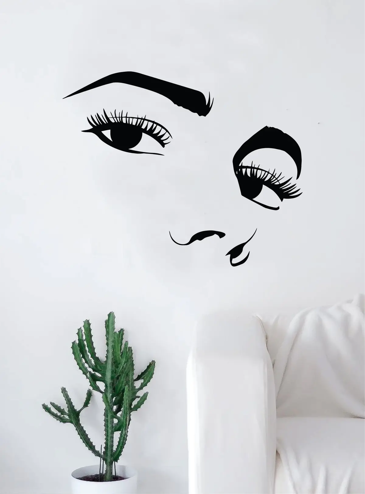 Girl Eyes And Nose Silhouette Beautiful Design Decal Sticker Wall Vinyl Decor Art Eyebrows Eyelashes Lashes Make Up Cosmetics Beauty Salon Mua 1