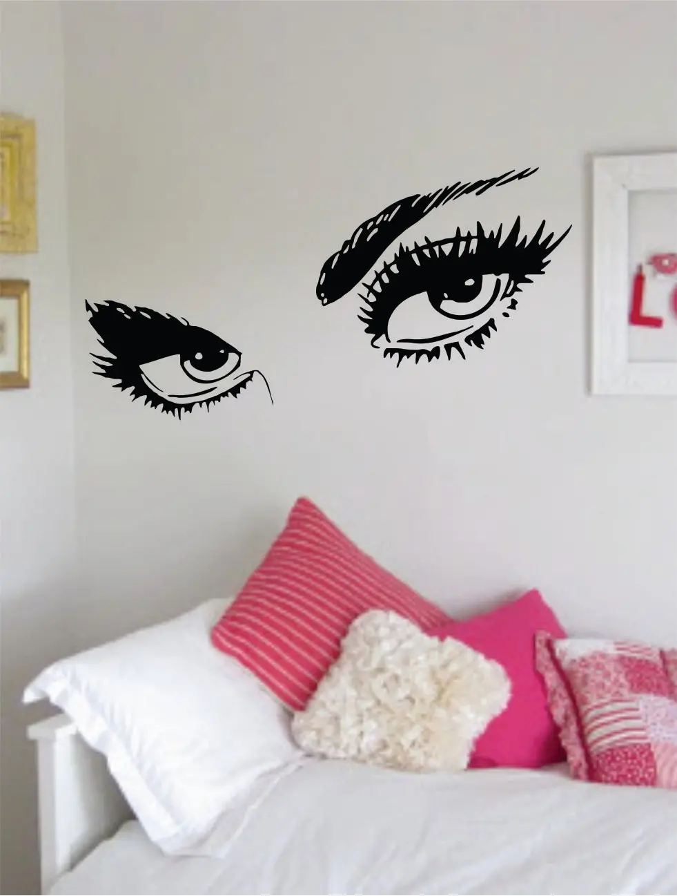 Girl Eyes V3 Eyelashes Beautiful Design Decal Sticker Wall Bedroom Living Room Girls Women Ladies Vinyl Decor Art Eyebrows Make Up Cosmetics Beauty Salon Mua Lashes 1
