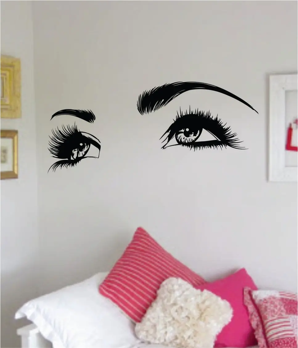 Girl Eyes V5 Beautiful Design Decal Sticker Wall Vinyl Decor Art Brows Lashes Make Up Cosmetics Beauty Salon Mua Teen 1