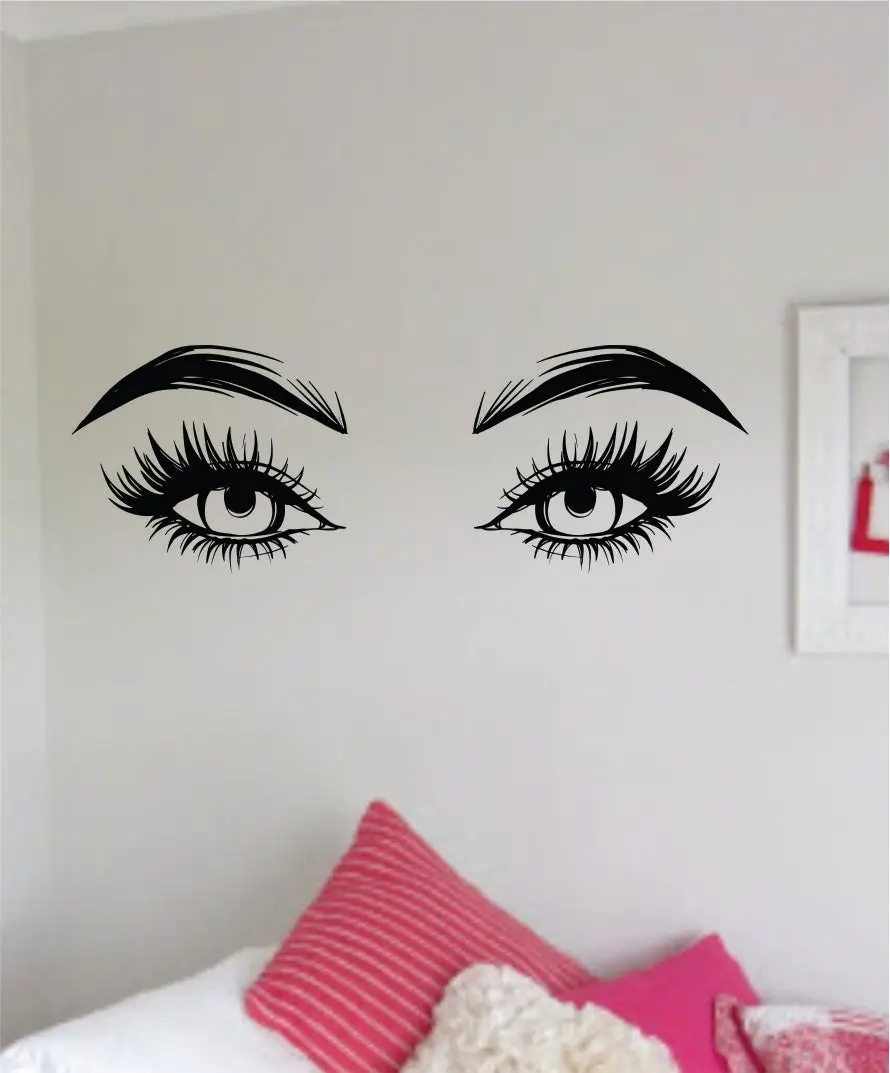 Girl Eyes V9 Wall Decal Home Decor Art Bedroom Room Sticker Vinyl Make Up Beauty Beautiful Brows Lashes Mua Teen 1
