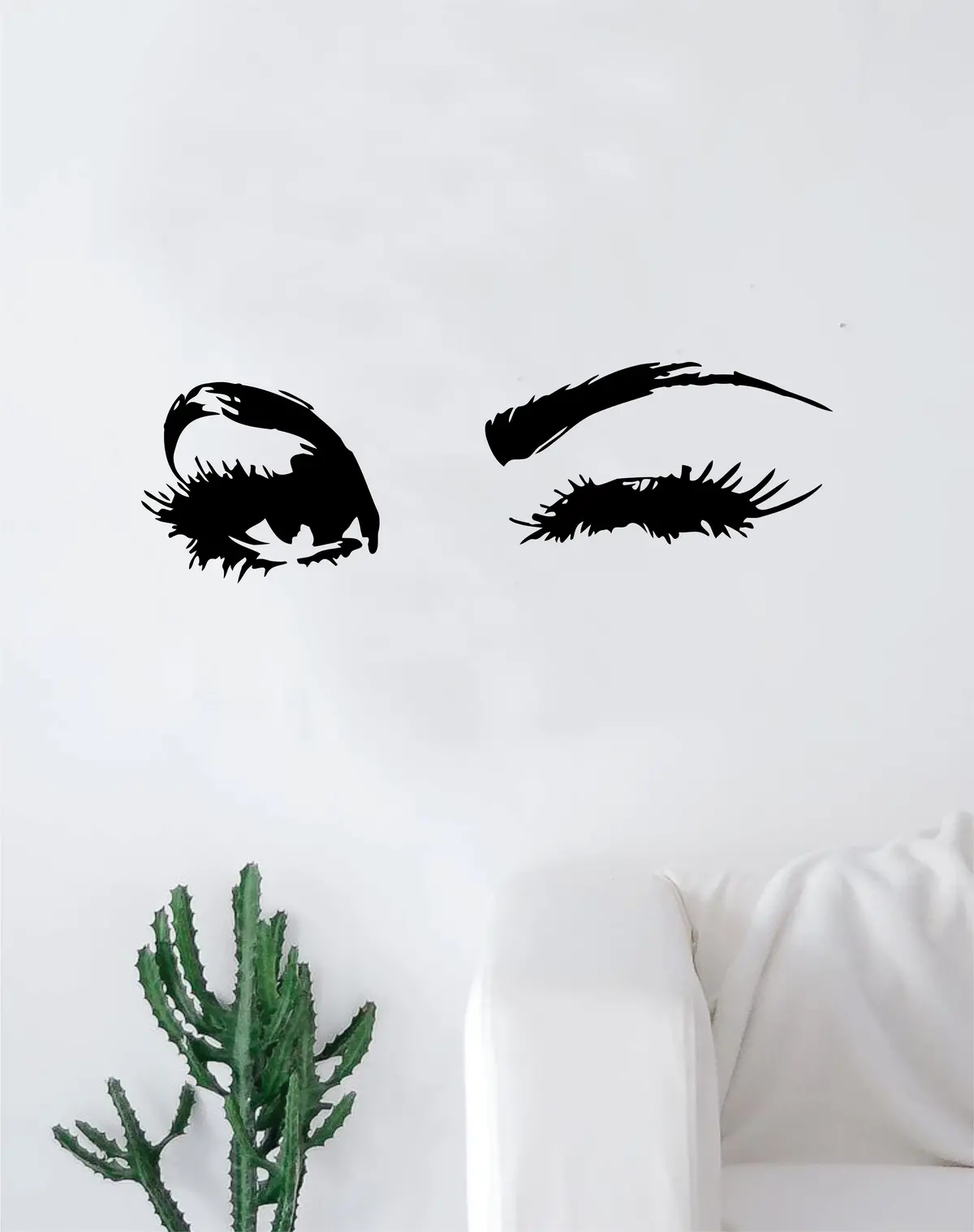 Girl Eyes Wink Eyelashes Beautiful Design Decal Sticker Wall Bedroom Living Room Girls Women Ladies Vinyl Decor Art Eyebrows Make Up Cosmetics Beauty Salon Mua Lashes 1