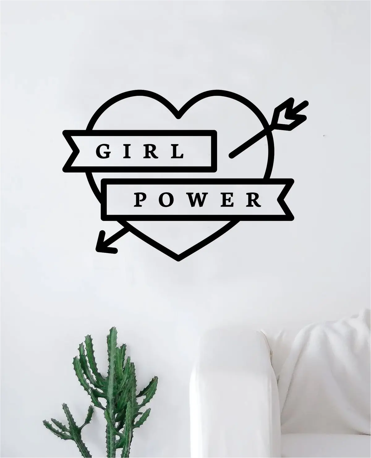 Girl Power Heart V2 Wall Decal Sticker Vinyl Art Bedroom Living Room Decor Decoration Teen Quote Inspirational Motivational Cute Lady Woman Feminism Feminist Empower Grl Pwr Love Strong Beautiful 1