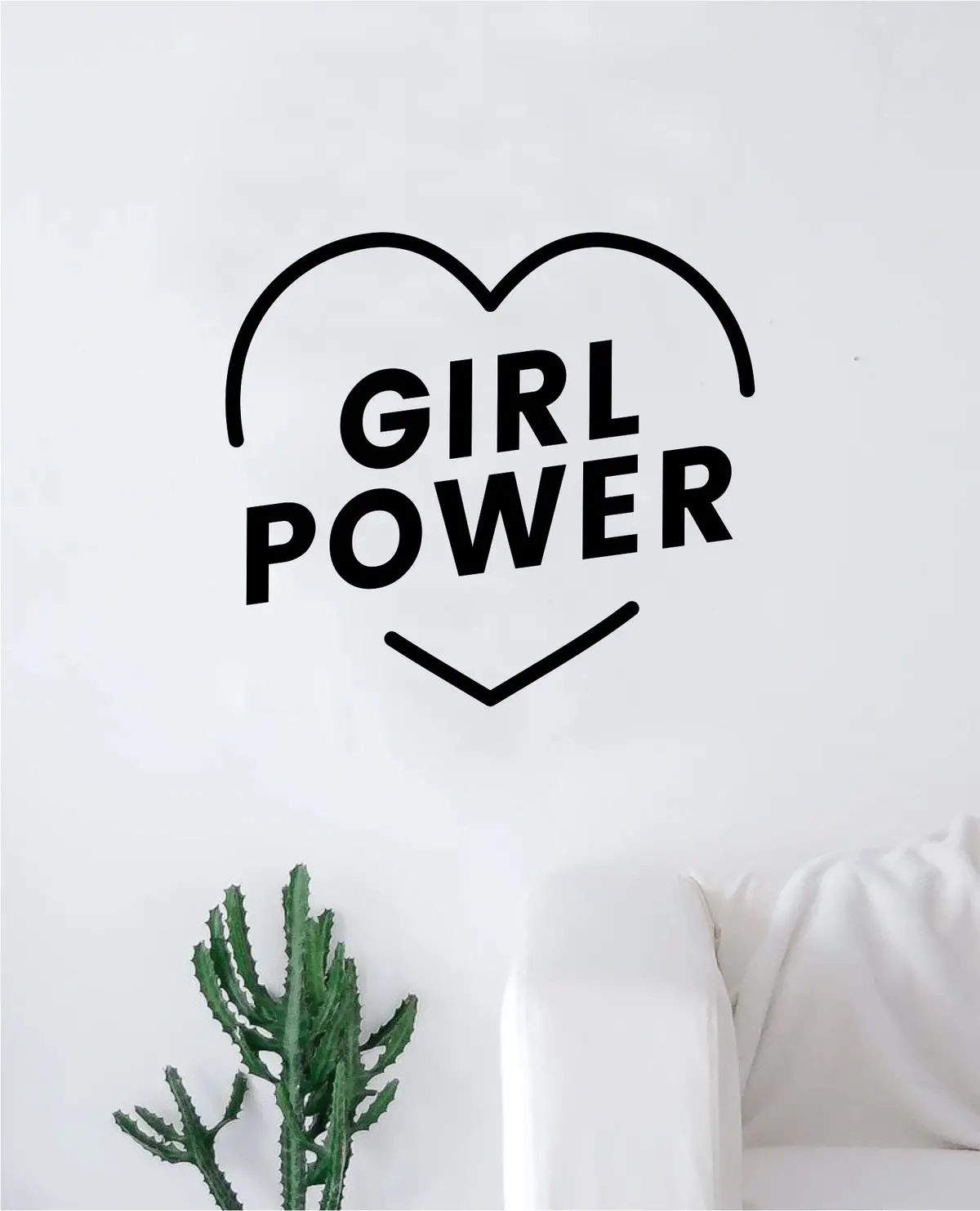 Girl Power Heart Wall Decal Sticker Vinyl Art Bedroom Living Room Decor Decoration Teen Quote Inspirational Motivational Cute Lady Woman Feminism Feminist Empower Grl Pwr Love Strong Beautiful 1