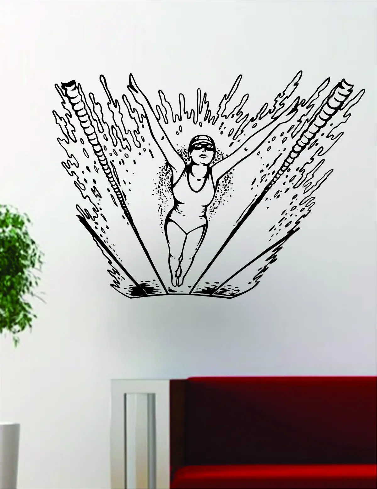 Girl Swimmer Race Pool Water Polo Beach Sports Design Decal Sticker Wall Vinyl Decor Art 1