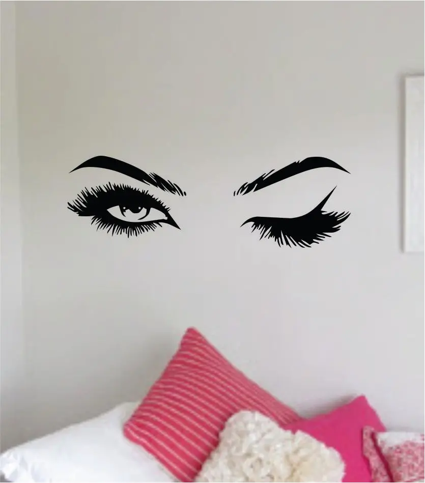 Girl Eyes V11 Wall Decal Sticker Vinyl Home Decor Bedroom Art Make Up Lashes Cosmetics Beauty Salon Brows Girls Eyes Eyelashes Eyebrows 1