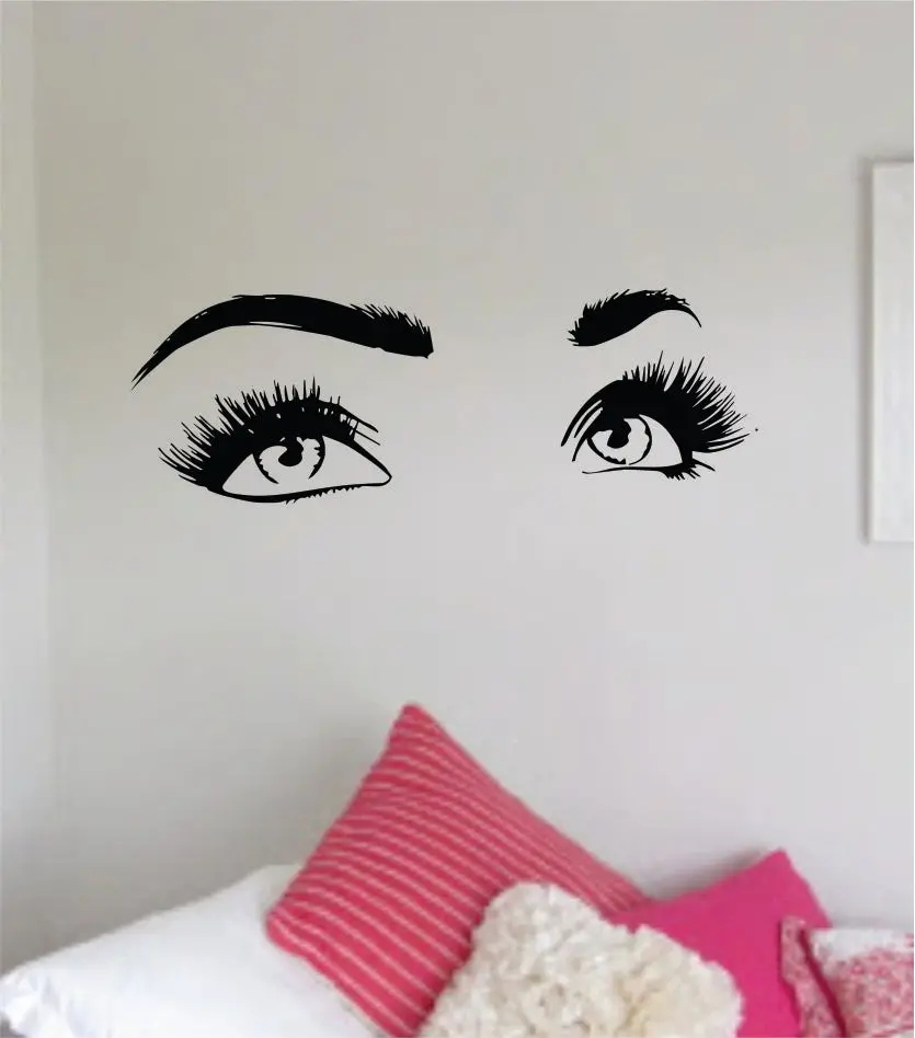 Girl Eyes V12 Wall Decal Sticker Vinyl Home Decor Bedroom Art Make Up Lashes Cosmetics Beauty Salon Brows Girls Eyes Eyelashes Eyebrows 1