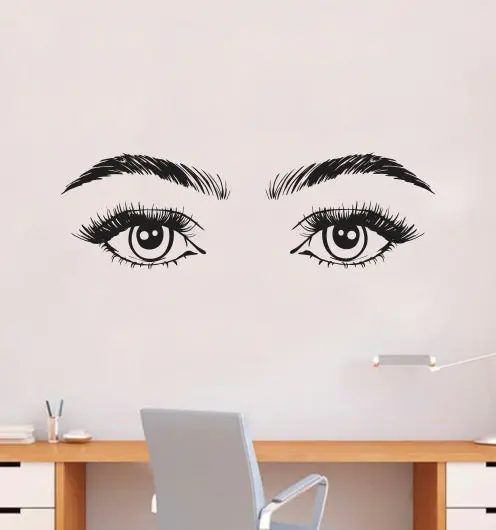 Girl Eyes V13 Wall Decal Sticker Vinyl Home Decor Bedroom Art Make Up Cosmetics Lashes Brows Eyebrows Eyelashes Vanity Beauty 1