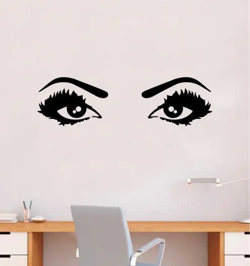 Girl Eyes V15 Wall Decal Sticker Vinyl Home Decor Bedroom Art Make Up Cosmetics Lashes Brows Eyebrows Eyelashes Vanity Beauty 1