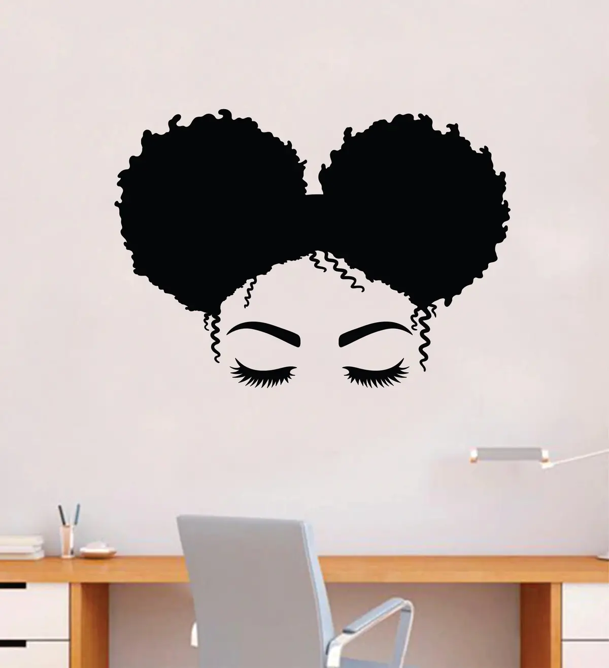 Girl Face Lashes Brows Hair Wall Decal Sticker Vinyl Home Decor Bedroom Art Makeup Cosmetics Eyes Eyebrows Eyelashes Vanity Beauty 1