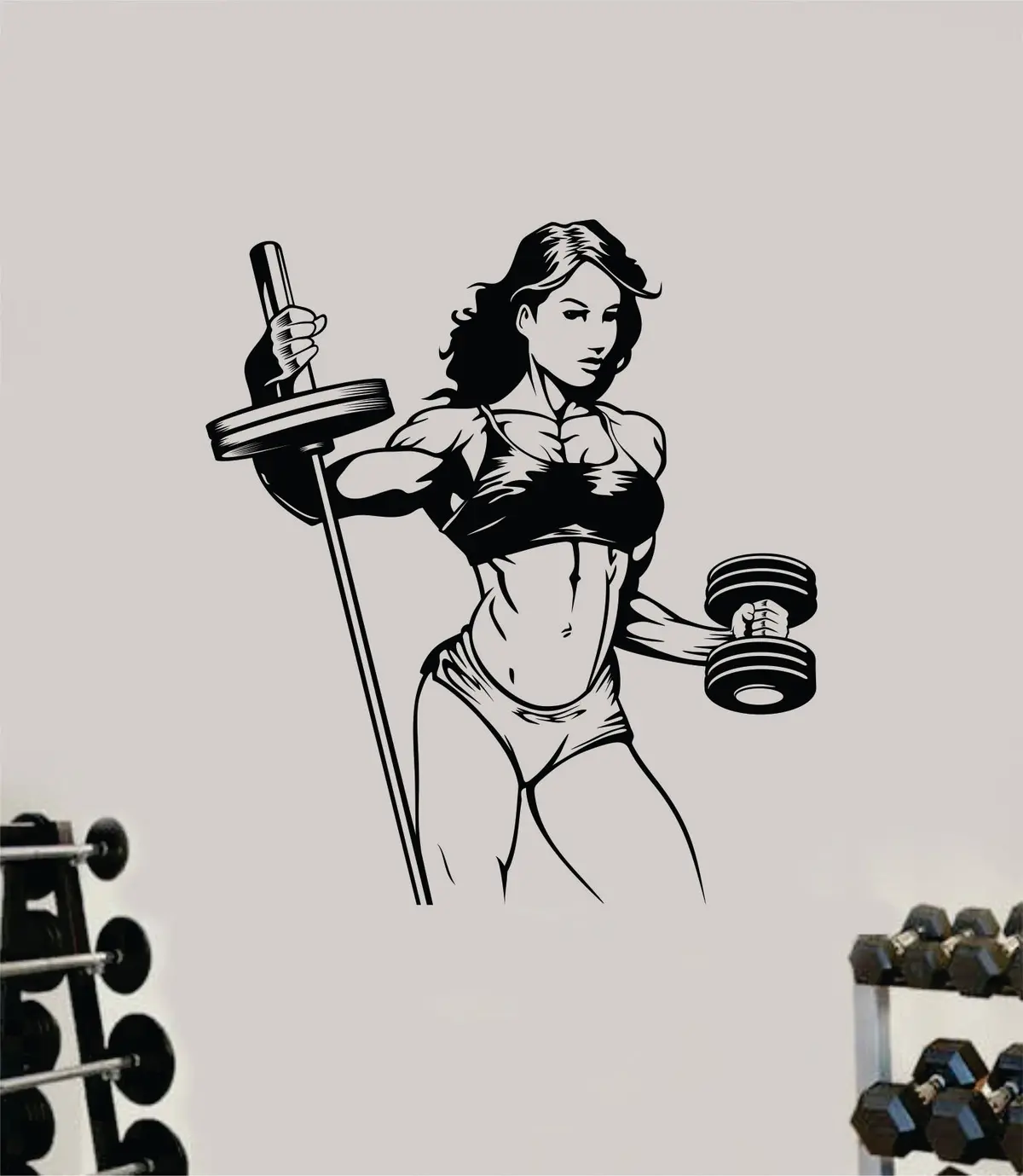 Girl Gym Decal Sticker Wall Vinyl Art Wall Bedroom Room Decor Motivational Inspirational Teen Sports Fitness Exercise Health Squat Beast 1