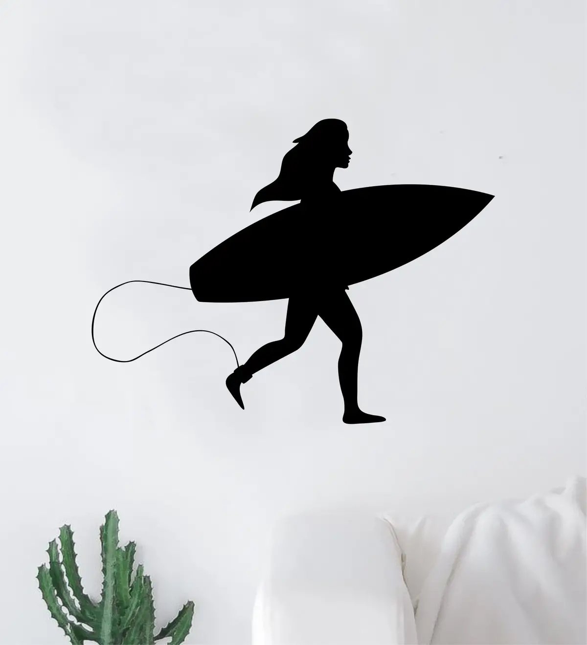 Girl Surfer Quote Wall Decal Sticker Room Bedroom Art Vinyl Decor Teen Inspirational Surfboard Shaka Ocean Beach Good Vibes 1