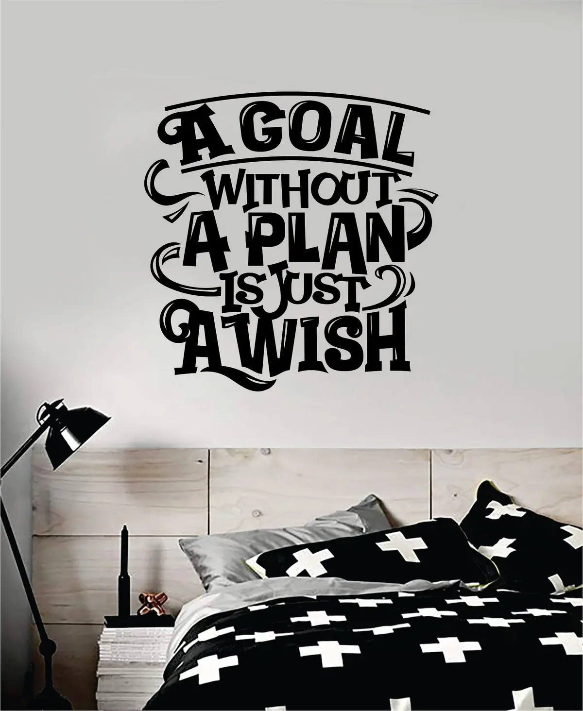 Goal Plan Wish Quote Wall Decal Sticker Bedroom Room Art Vinyl Inspirational Motivational Kids Teen Baby Nursery Playroom School Gym Fitness 1