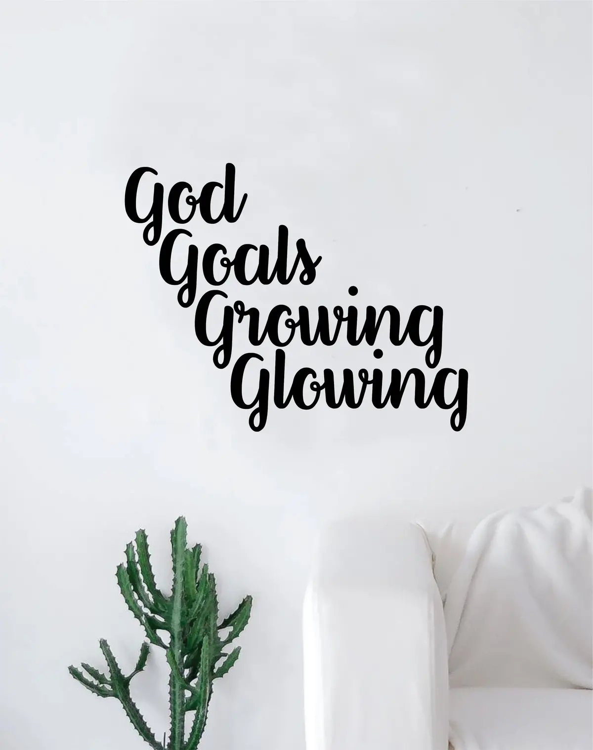 God Goals Growing Glowing Wall Decal Home Decor Art Sticker Vinyl Bedroom Room Quote Girls Teen Inspirational Beautiful 1