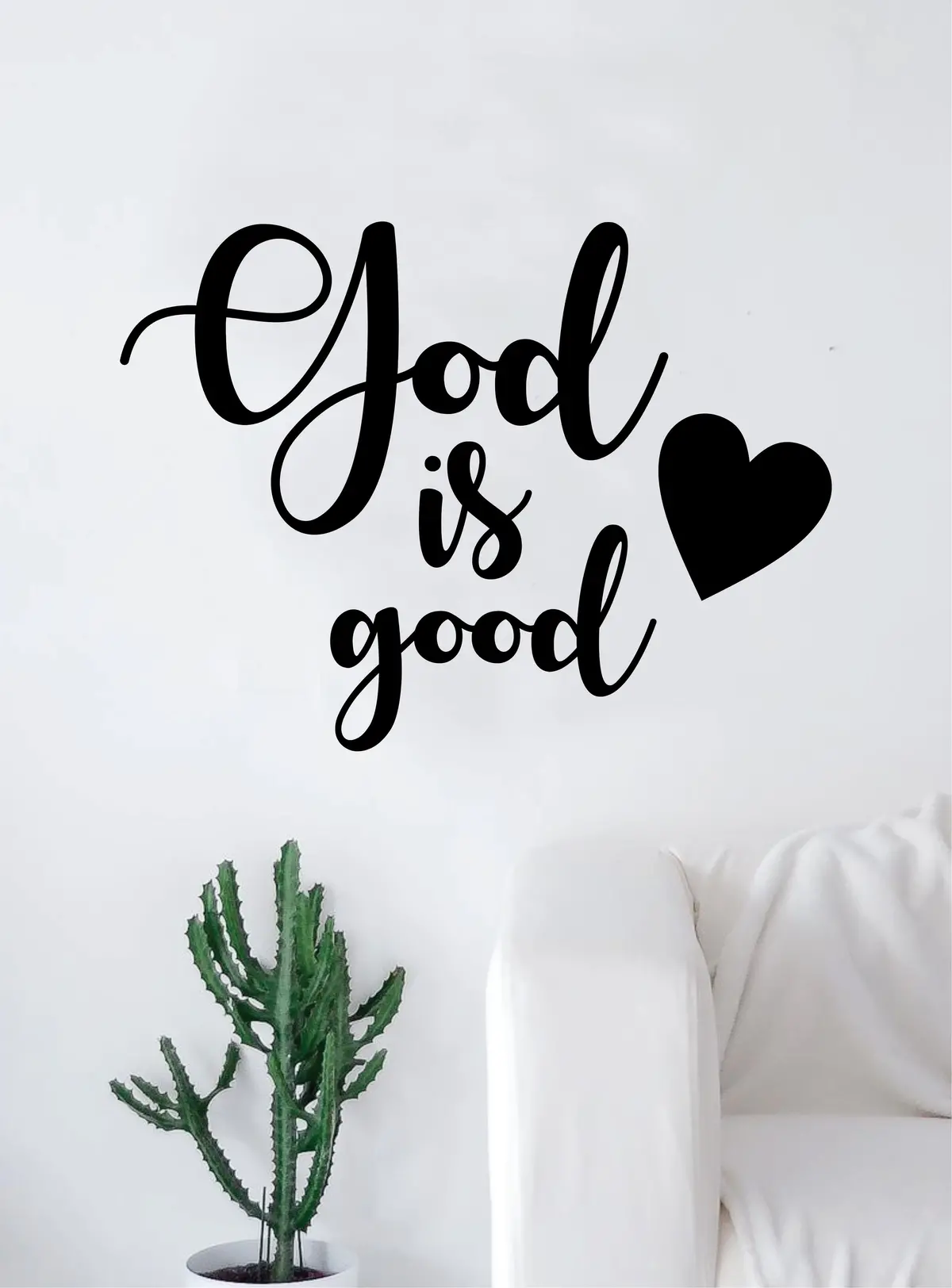 God Is Good V2 Quote Decal Sticker Wall Vinyl Art Home Decor Decoration Teen Inspire Inspirational Motivational Living Room Bedroom Heart Love 1