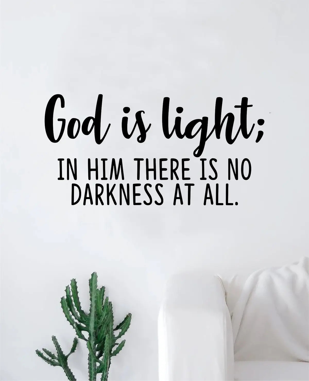 God Is Light Quote Wall Decal Sticker Bedroom Home Room Art Vinyl Inspirational Motivational Teen Decor Religious Bible Verse Blessed Spiritual 1