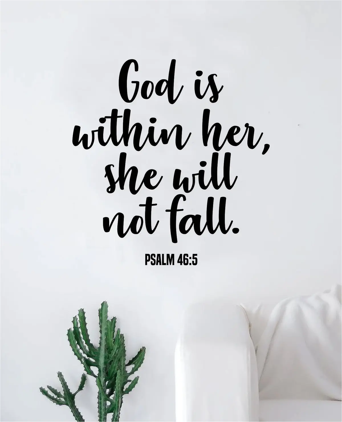 God Is Within Her Psalm Quote Wall Decal Sticker Bedroom Home Room Art Vinyl Inspirational Motivational Teen Decor Religious Bible Verse Blessed Spiritual 1