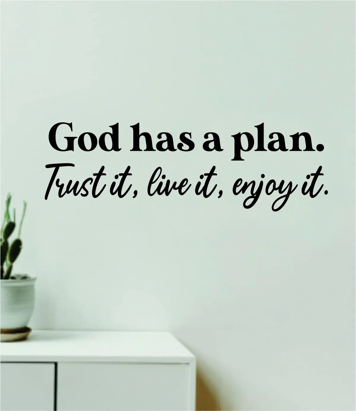 God Has A Plan V2 Quote Wall Decal Sticker Bedroom Home Room Art Vinyl Inspirational Teen Decor Religious Bible Verse Blessed Nursery Baby 1
