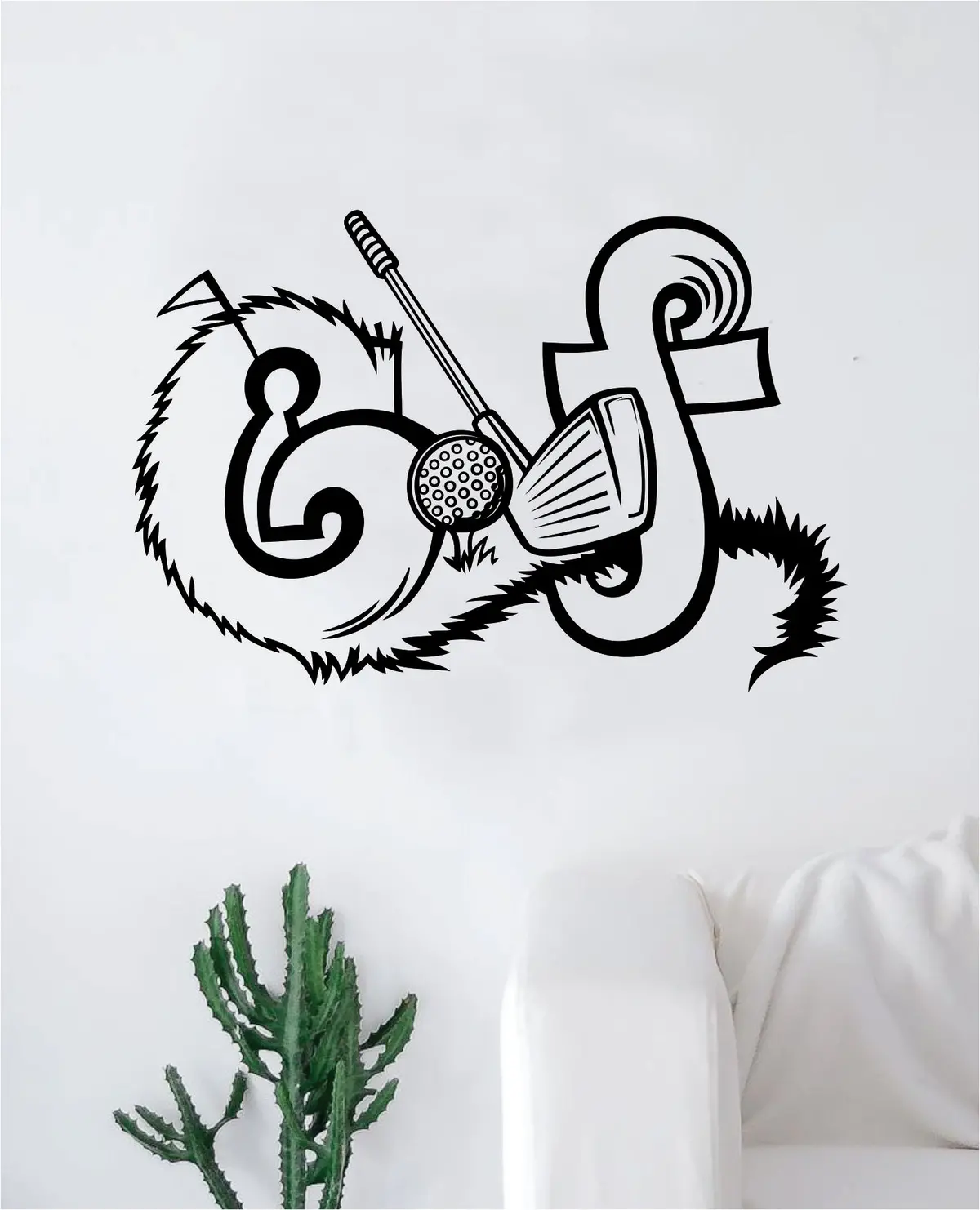 Golf Logo Decal Sticker Wall Vinyl Art Home Decor Inspirational Sports Teen Kids Ball Green Putter Grass Golfball Club 1