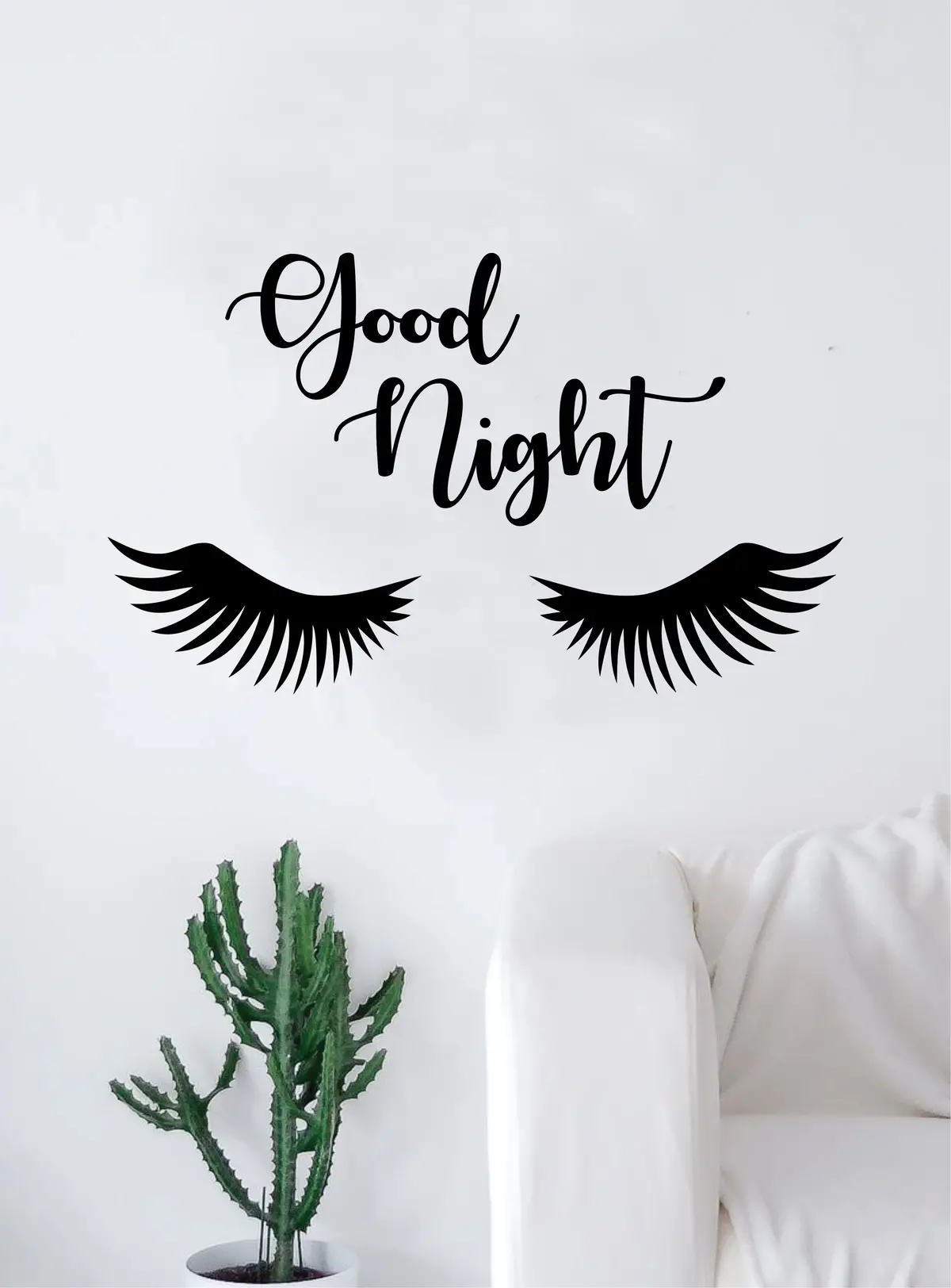 Good Night Eyelashes Beautiful Design Decal Sticker Wall Vinyl Decor Art Eyebrows Make Up Cosmetics Beauty Salon Mua Lashes 1