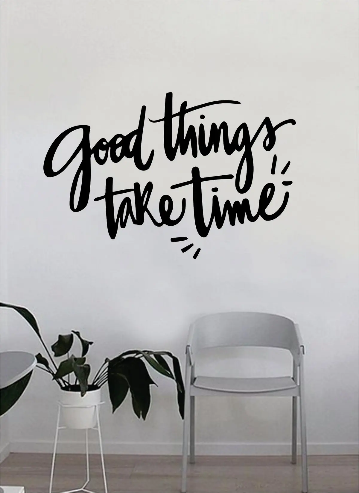 Good Things Take Time V2 Quote Beautiful Design Decal Sticker Wall Vinyl Decor Living Room Bedroom Art Simple Cute Travel Good Vibes Positive Happiness Smile Cursive Girls Teen 1