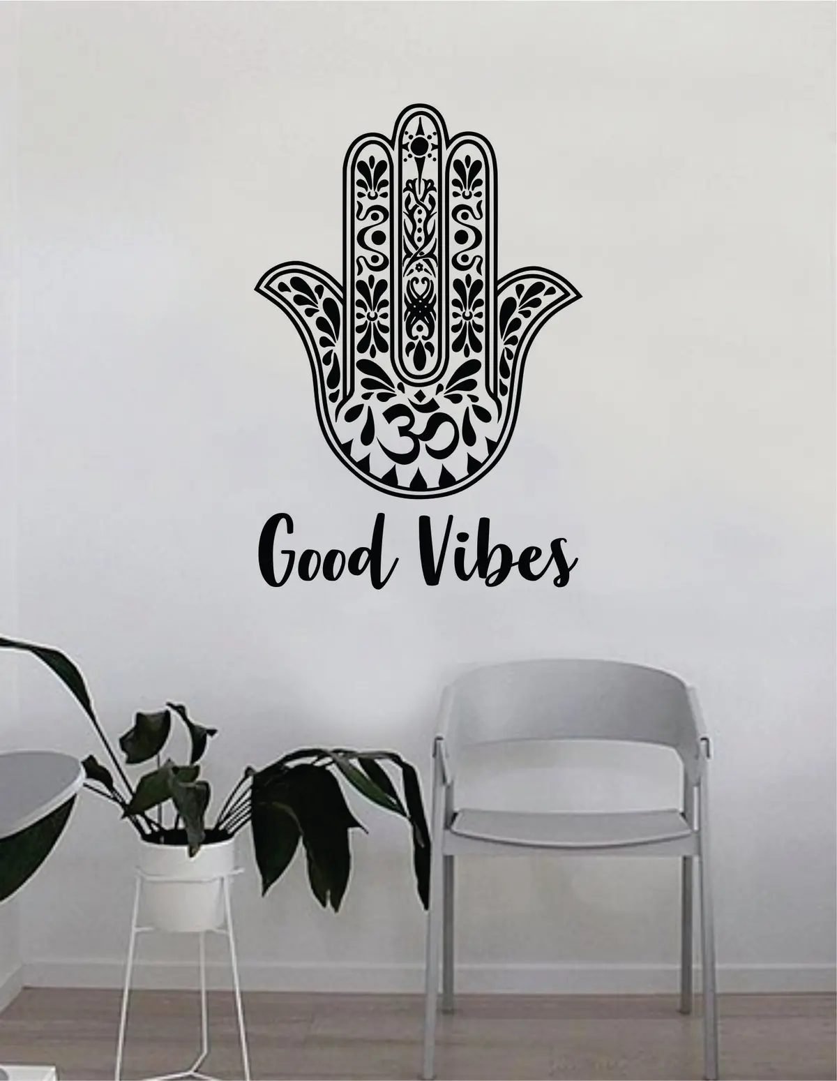 Good Vibes Hamsa V6 Quote Wall Decal Sticker Bedroom Home Room Art Vinyl Inspirational Decor Positive Om Namaste Meditate 1