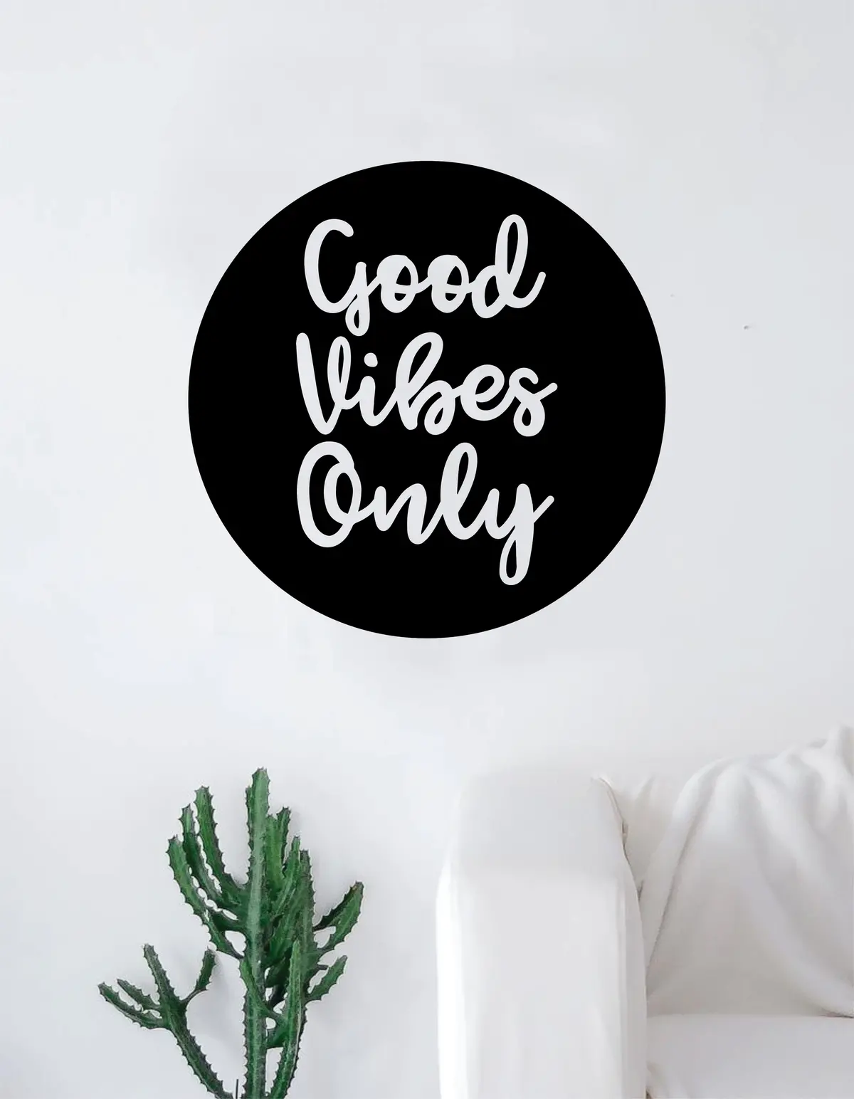 Good Vibes Only Circle Quote Wall Decal Sticker Room Art Vinyl Inspirational Decor Namaste Positive Yoga 1