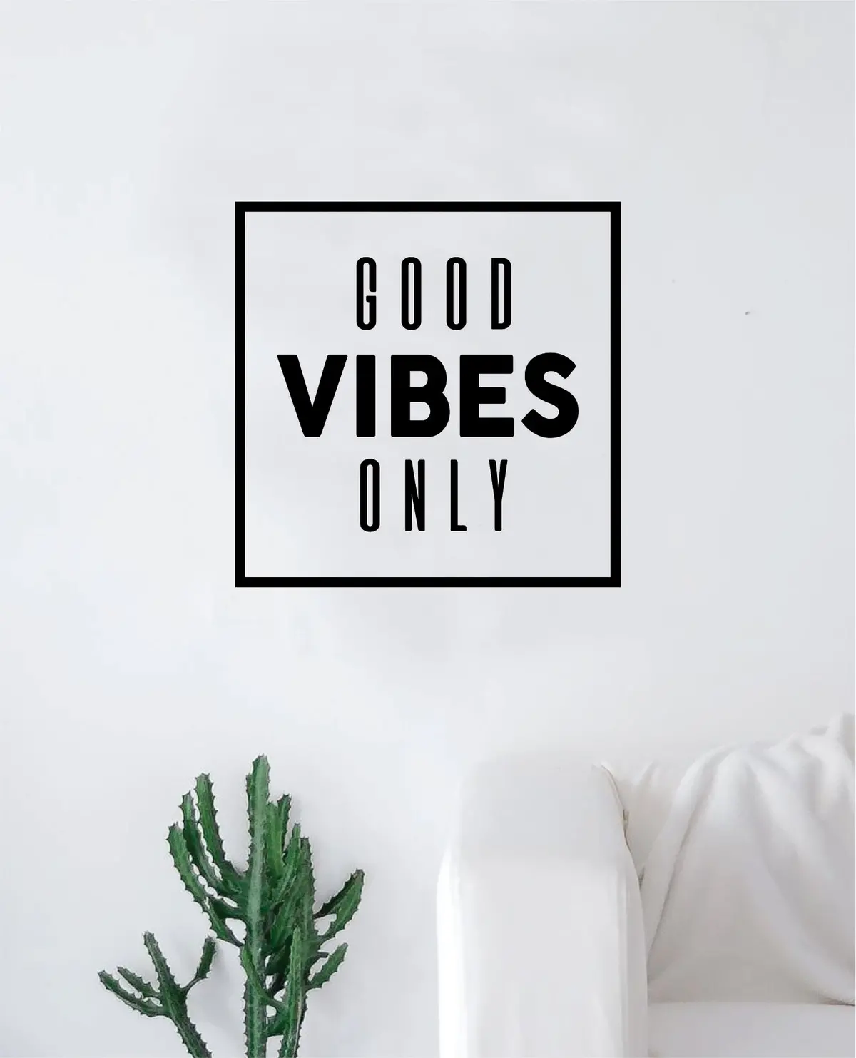 Good Vibes Only Square Quote Decal Sticker Wall Vinyl Decor Room Bedroom Art Nursery Positive Teen Kids Boy Girl 1