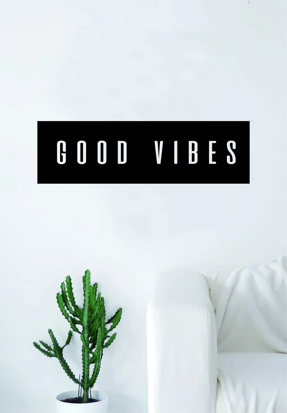 Good Vibes Rectangle Box Quote Wall Decal Sticker Bedroom Living Room Art Vinyl Beautiful Inspirational Positive 1