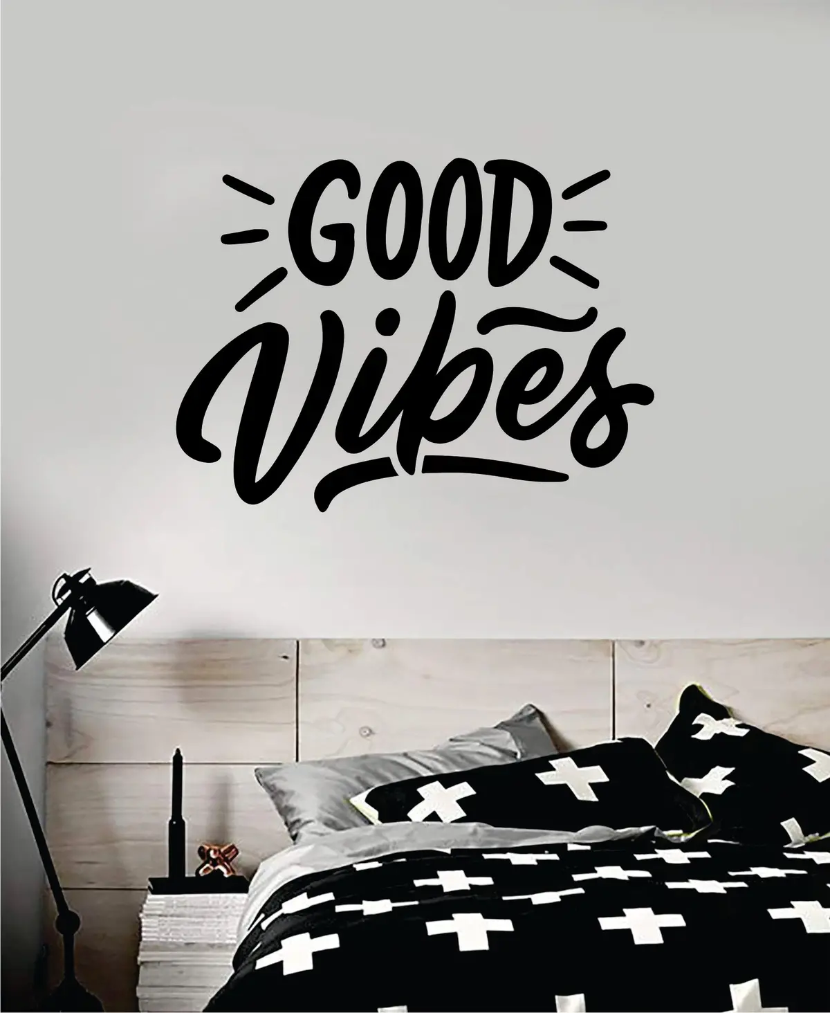 Good Vibes V6 Quote Wall Decal Sticker Bedroom Room Art Vinyl Inspirational Motivational Kids Teen Baby Nursery Playroom School Happy Positive 1