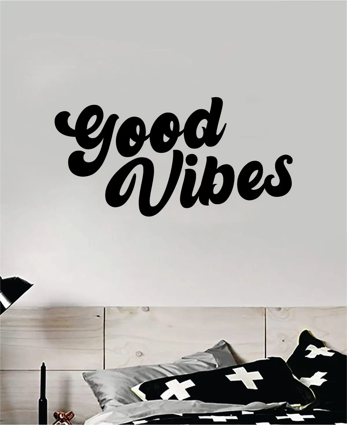 Good Vibes Cursive V2 Wall Decal Home Decor Bedroom Art Sticker Vinyl Teen Baby Quote Positive Smile 1