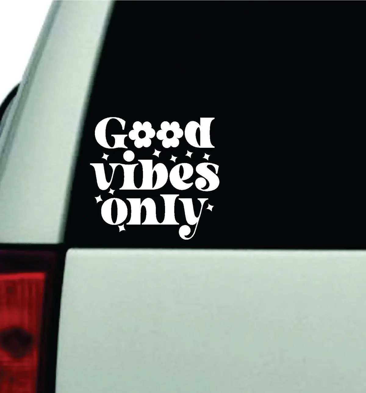 Good Vibes Only Flowers Car Decal Truck Window Windshield Rearview Jdm Bumper Sticker Vinyl Quote Boy Girls Funny Mom Milf Women Trendy Cute Aesthetic Bestie 1