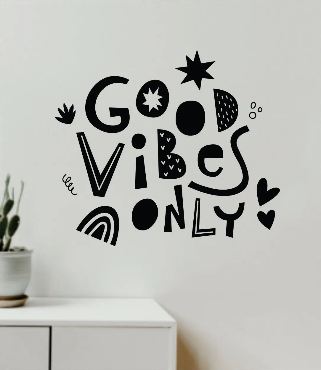 Good Vibes Only V7 Wall Decal Sticker Vinyl Art Bedroom Room Home Decor Inspirational Motivational Girls School Teen Positive Baby Nursery 1