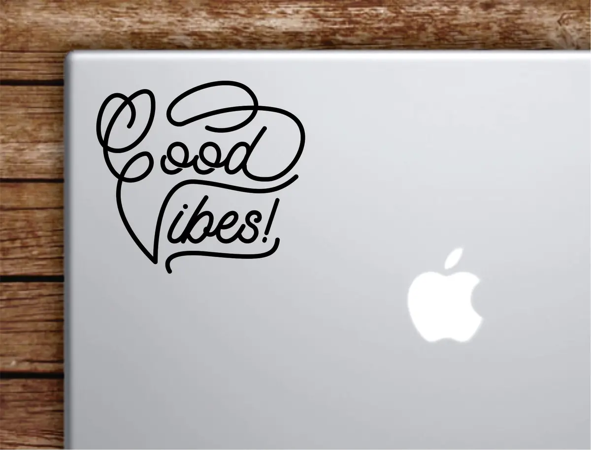 Good Vibes V7 Laptop Wall Decal Sticker Vinyl Art Quote Macbook Decor Car Window Truck Kids Baby Teen Inspirational Girls Boys 1