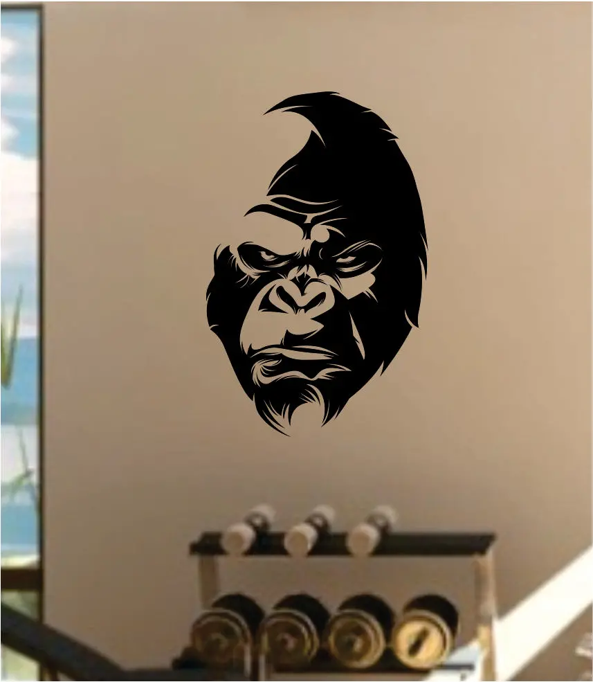 Gorilla Face Wall Decal Home Decor Art Sticker Vinyl Bedroom Room Animal Beast Gym Fitness Health 1