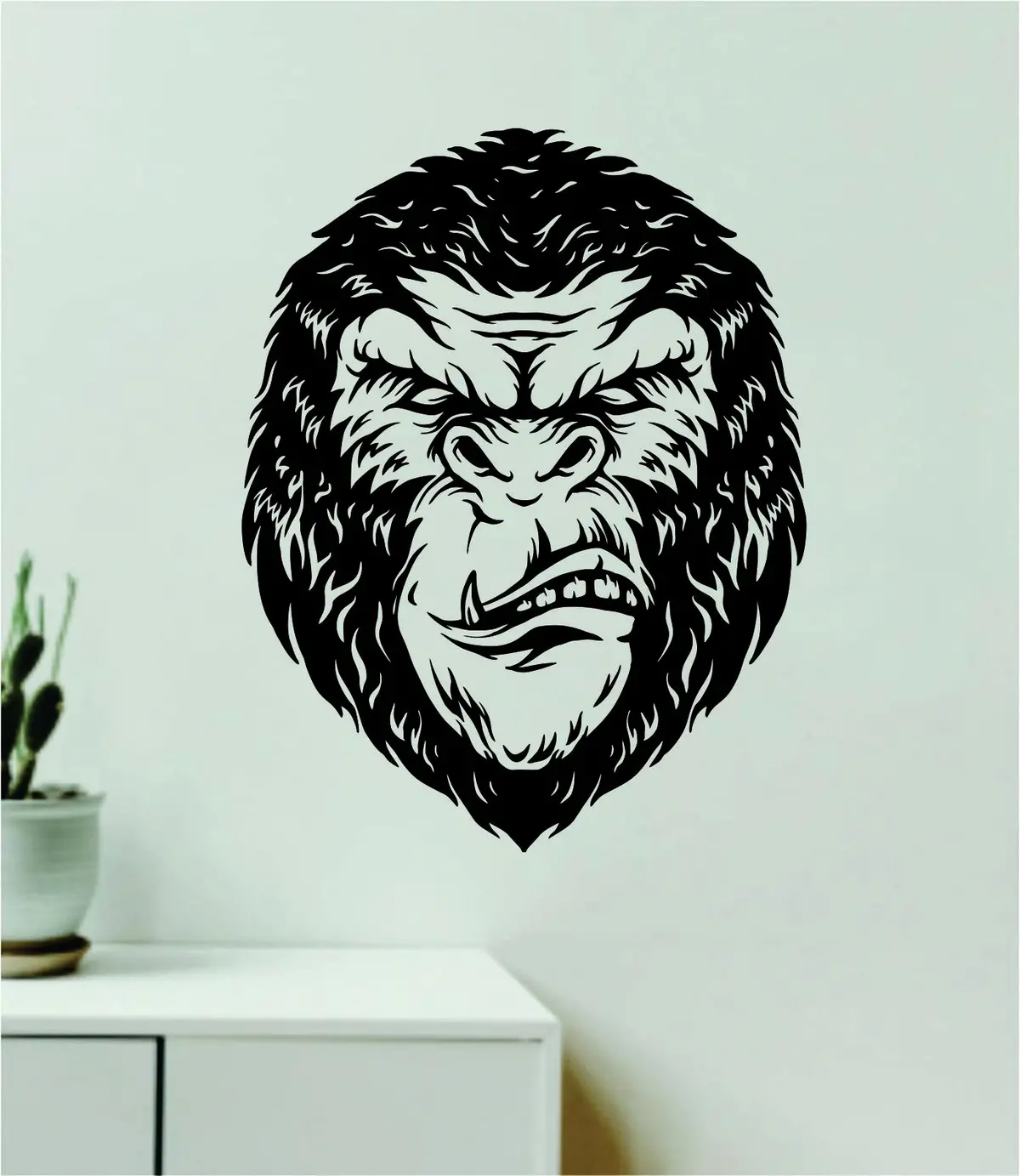 Gorilla Face V2 Wall Decal Home Decor Sticker Vinyl Art Bedroom Teen Kids Animals Gym Beast Fitness Exercise Lift 1