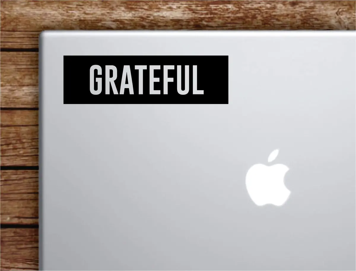 Grateful Rectangle Laptop Apple Macbook Car Quote Wall Decal Sticker Art Vinyl Decor Inspirational Amen Blessed Thankful 1