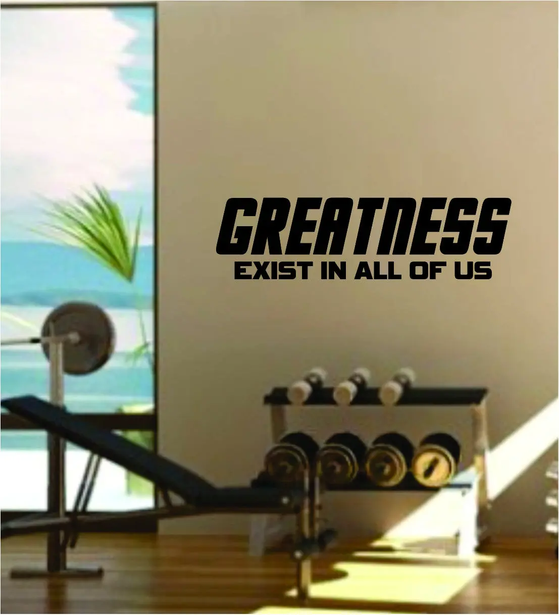 Greatness Exist In All Of Us Quote Fitness Health Work Out Gym Decal Sticker Wall Vinyl Art Wall Room Decor Weights Motivation Inspirational 1