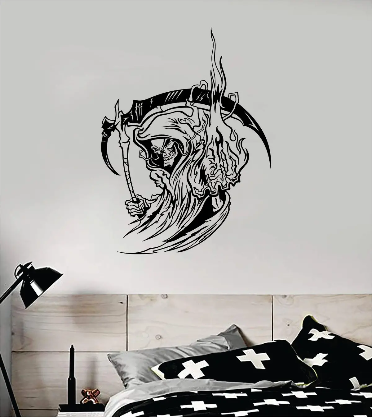 Grim Reaper V3 Tattoo Wall Decal Sticker Vinyl Art Home Decor Teen Skull Halloween Kids Zombie 1