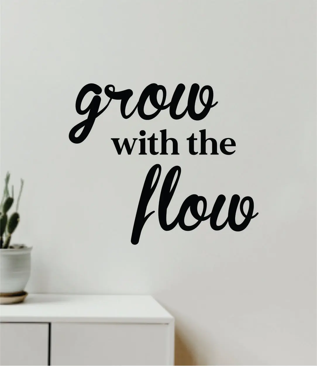 Grow With The Flow Quote Wall Decal Sticker Vinyl Art Decor Bedroom Room Boy Girl Inspirational Motivational School Nursery Good Vibes 1