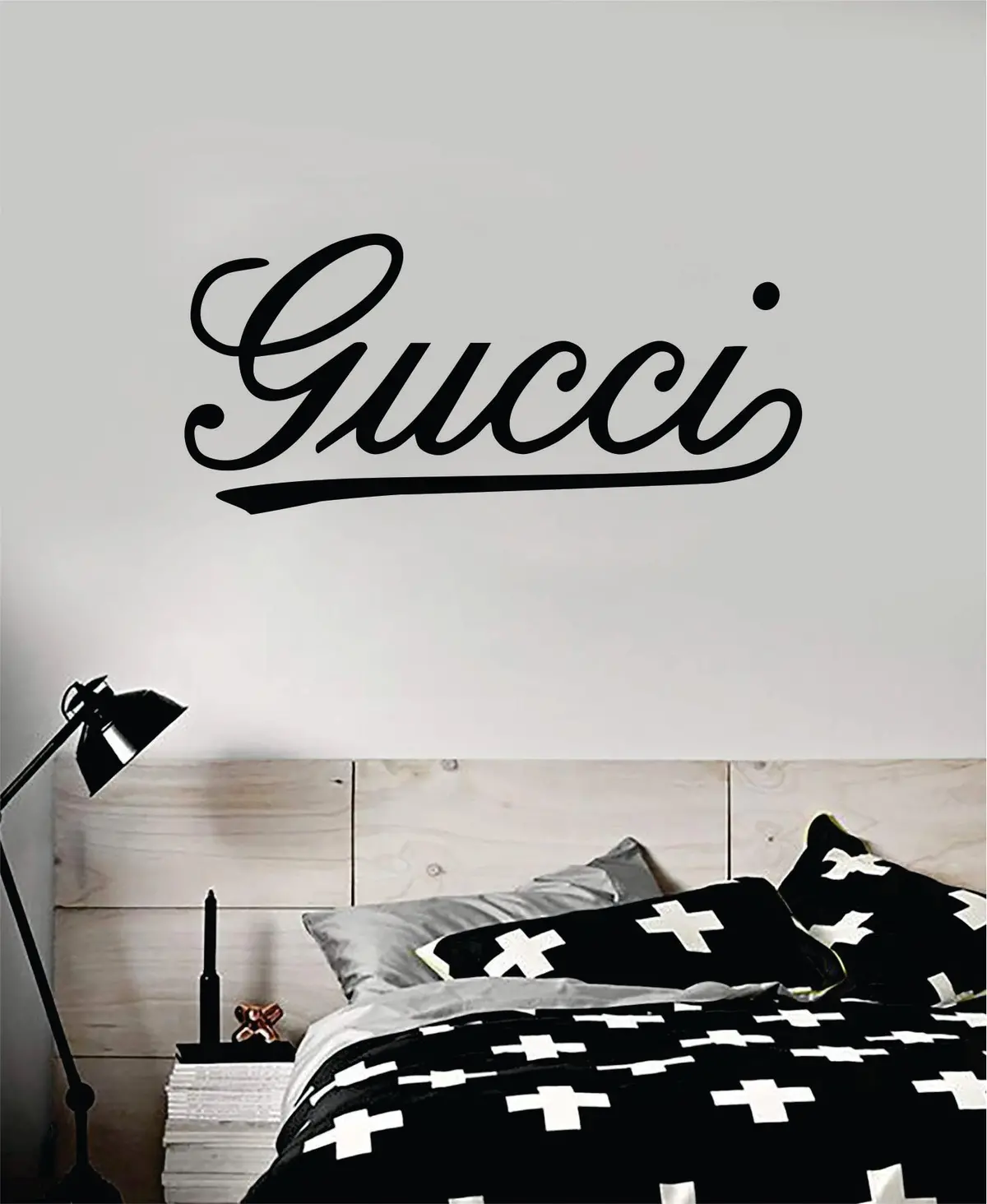 Gucci Cursive Wall Decal Home Decor Bedroom Room Vinyl Sticker Art Quote Designer Brand Luxury Girls Cute Expensive 1