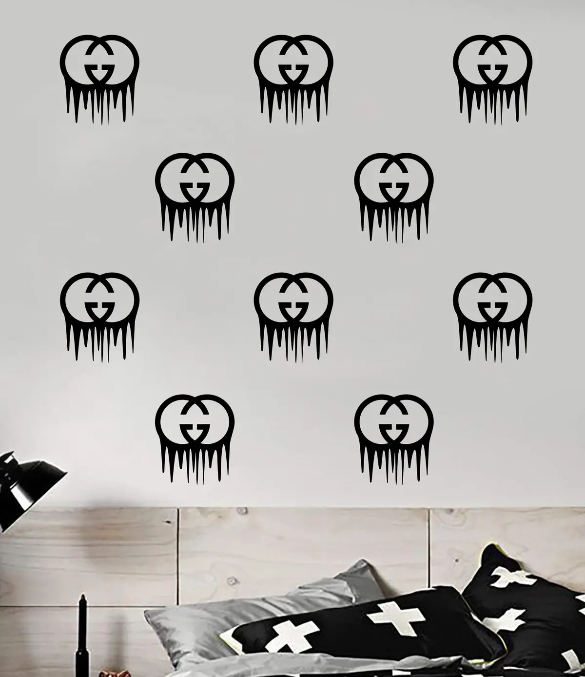 Gucci Drip Logo Pattern Pack Of 20 Wall Decal Home Decor Bedroom Room Vinyl Sticker Art Quote Designer Brand Luxury Girls Cute Expensive 1