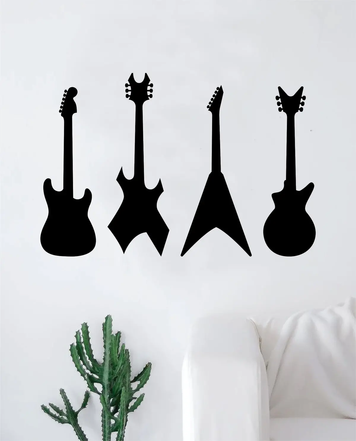 Guitar Silhouettes V2 Wall Decal Sticker Bedroom Room Art Vinyl Home Decor Music Teen Kids Electric Acoustic Rock 1