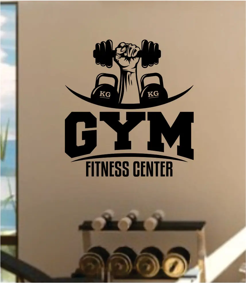 Gym Fitness Center Quote Health Work Out Decal Sticker Wall Vinyl Art Wall Room Decor Weights Motivation Inspirational Strong Beast 1
