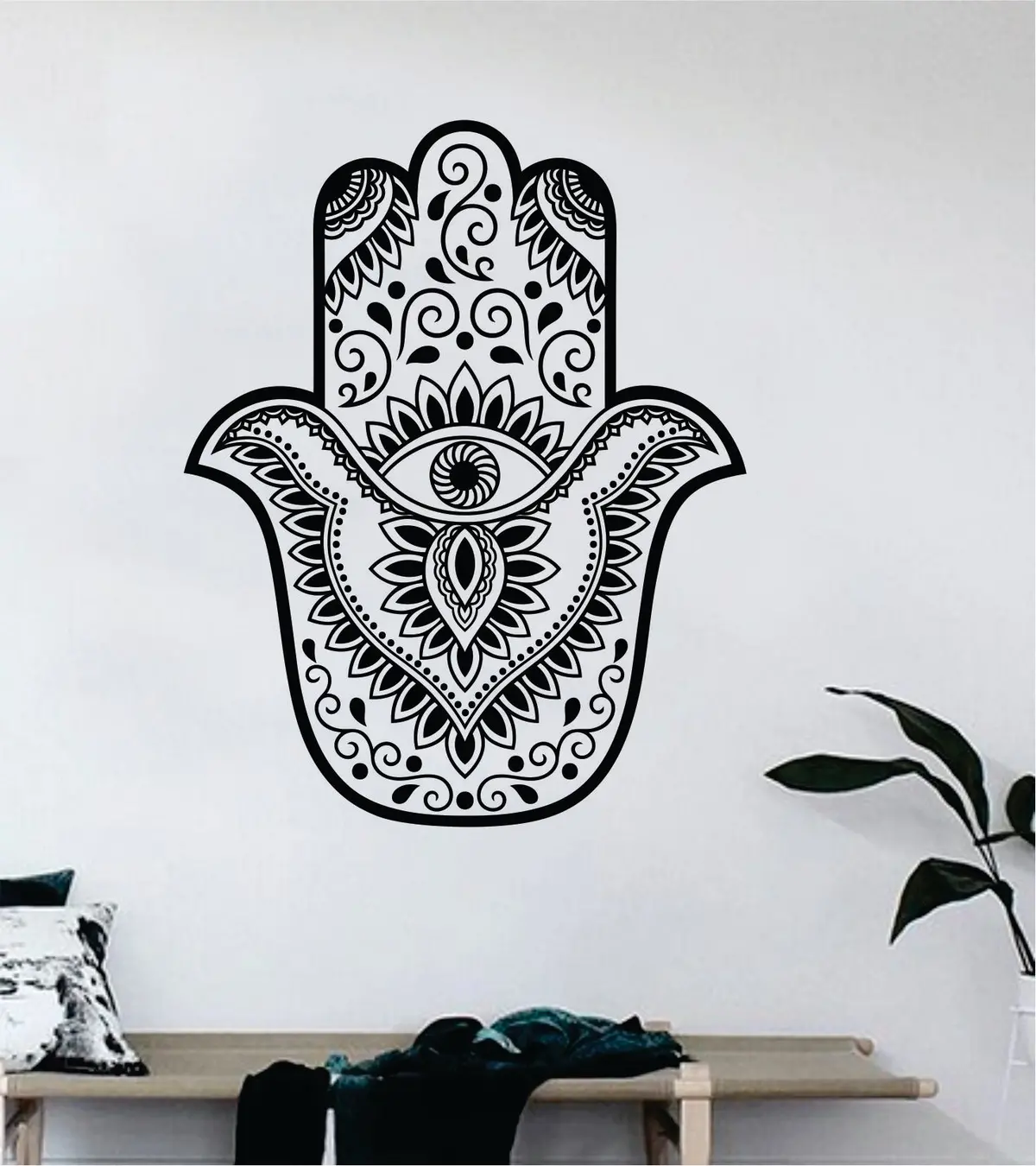 Hamsa Hand V18 Decal Sticker Wall Vinyl Art Wall Bedroom Room Home Decor Teen Inspirational Yoga Zen Meditate Namaste 1